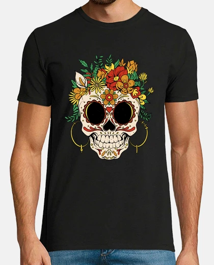 T-shirt skull di zucchero dia de la muerte mess