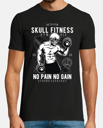 Tee-shirt skull fitness t-shirt sport gym skulls gym poids musculation muscles