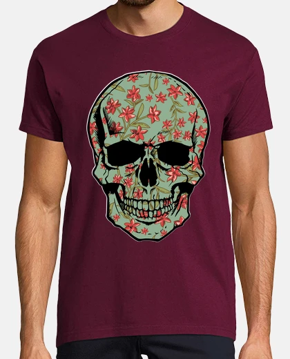 T-shirt skull flowers