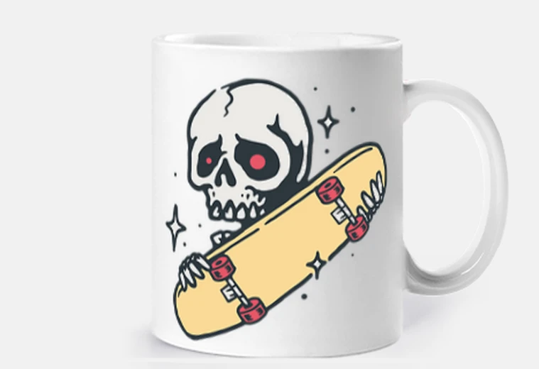 Cup skull love skateboard