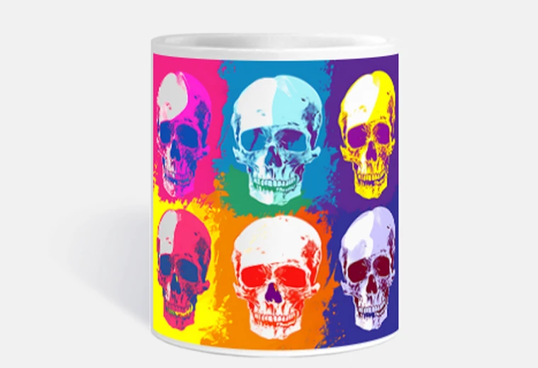 Cup skull pop-art 70s cup personalization coffee tea milk