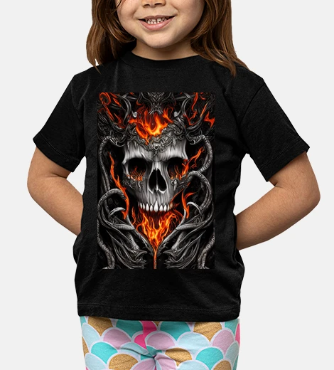 Kids skull with snakes dark fire