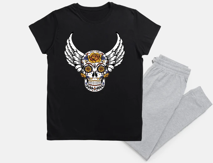 Pyjama skull with wings, sugar skull, babydoll