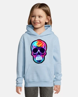 skull floral néon
