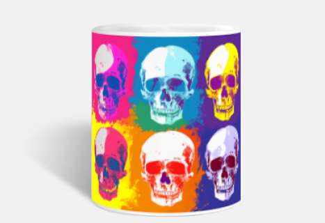 skull pop-art 70s cup personalization coffee tea milk