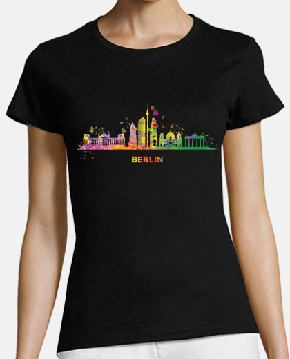 T-shirt skyline colorato berlino paesaggio urba
