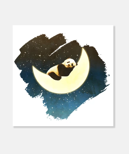 Wall Sleeping Panda On The Moon