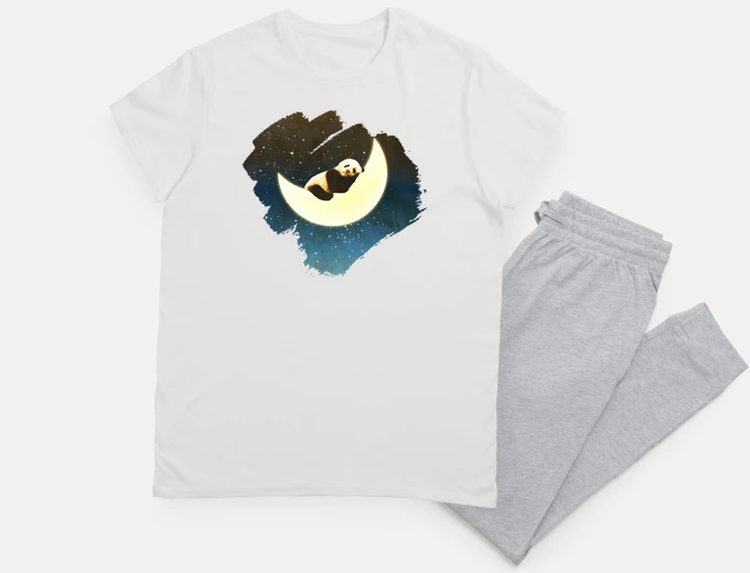 Pyjama Sleeping Panda On The Moon