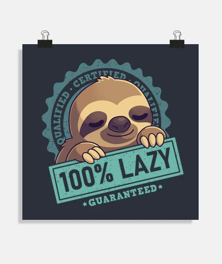 Poster sloth 100 cute animal