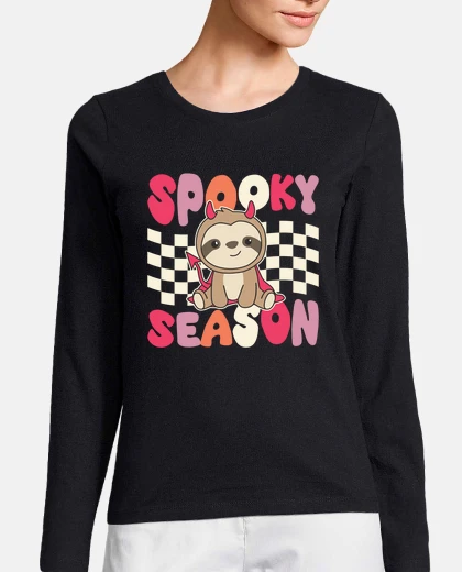 Playera sloth halloween groovy devil spooky