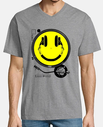 T-shirt Smiley Face - Giradischi e Cuffie