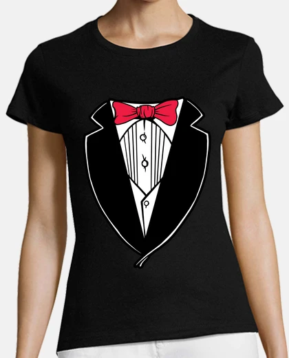 Tee-shirt smoking avec noeud papillon rouge smoki