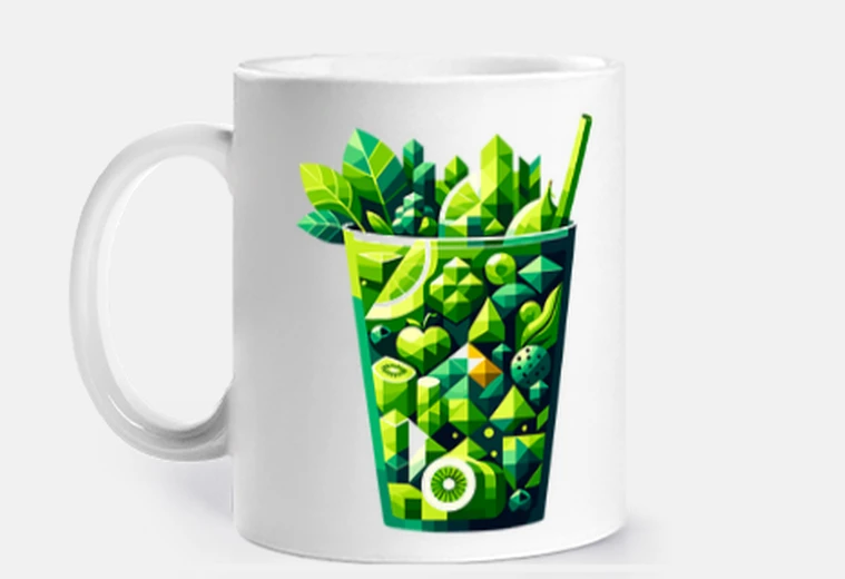 Mug smoothie vert géométrique