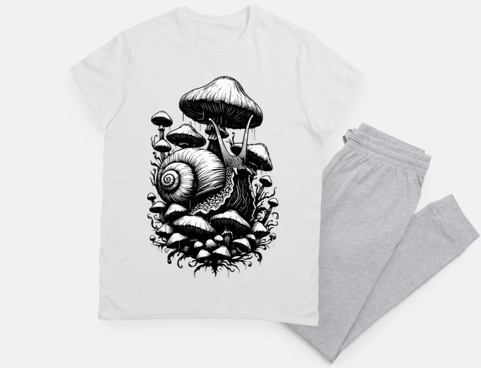 Pyjama Snail Overgrown Mushrooms Garden
