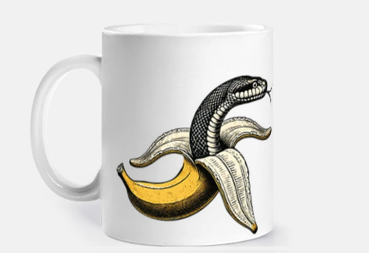 Cup snake in a banana tattoo mug to personalize coffee tea herbal tea infusion mate croissants