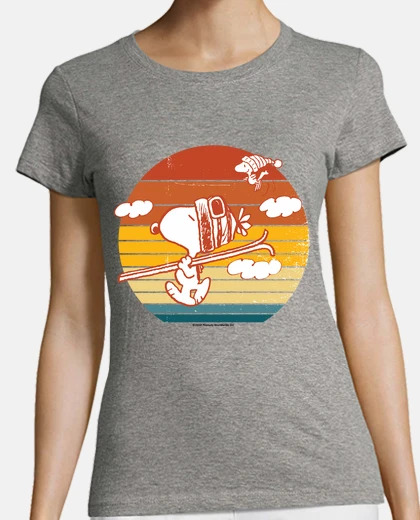 Tee-shirt Snoopy and Woodstock skiing