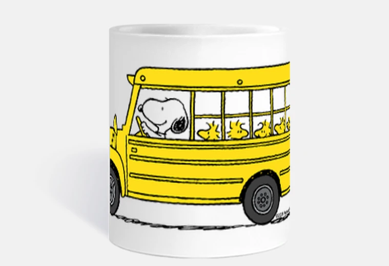Cup snoopy and woodstock to school