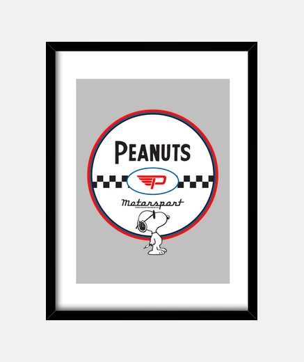 Framed Snoopy Peanuts Motorsport