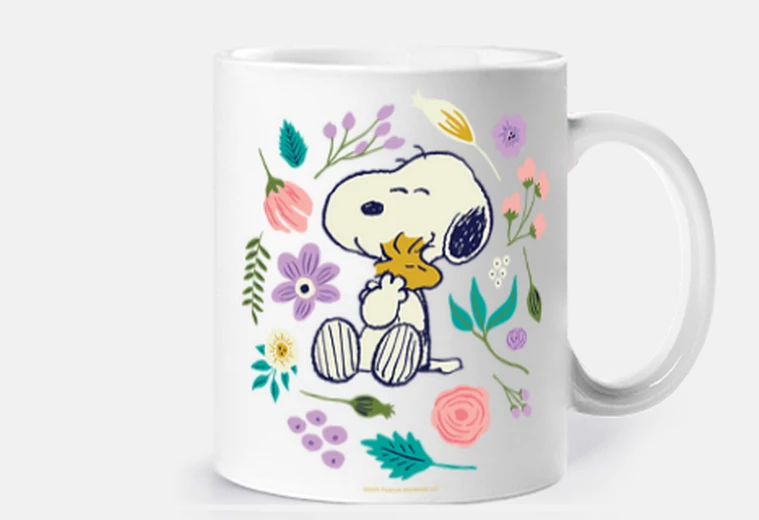 Cup snoopy woodstock flowers spring