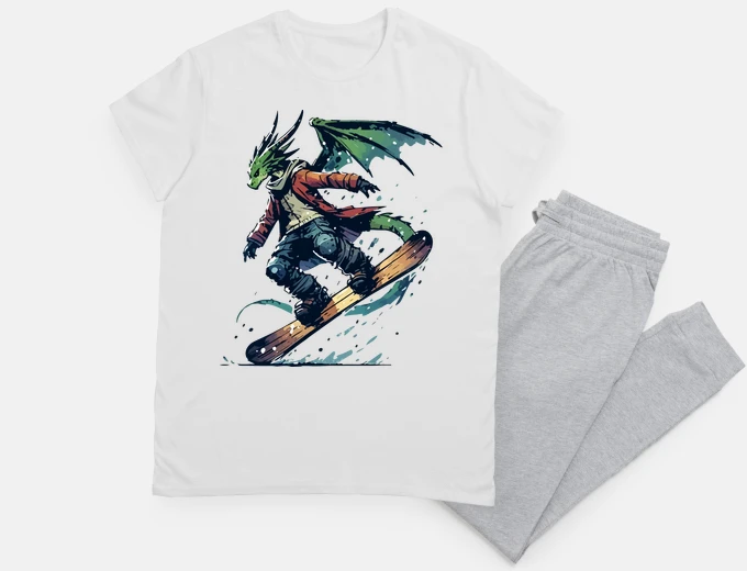 Pigiama snowboarder drago fantasy inverno