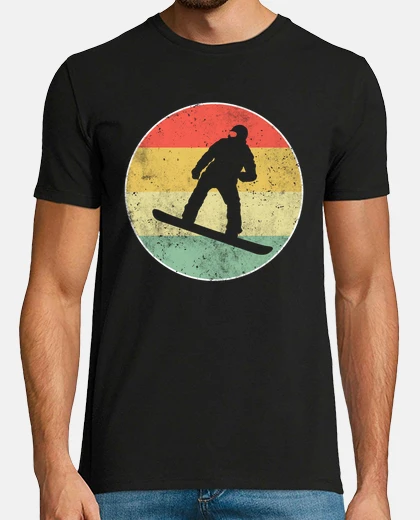 Camiseta snowboarder invierno esquí retro