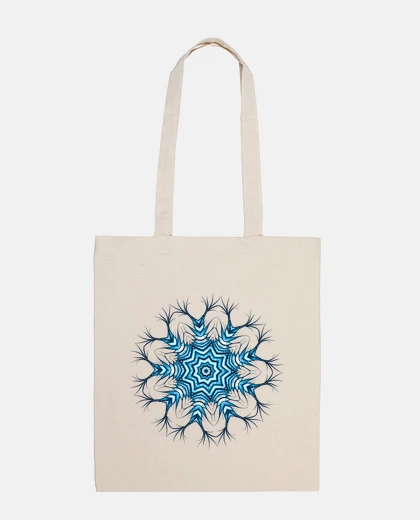 Bag snowflake mandala art in blue