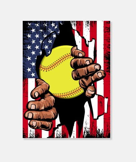 Lienzo softbol béisbol bandera americana