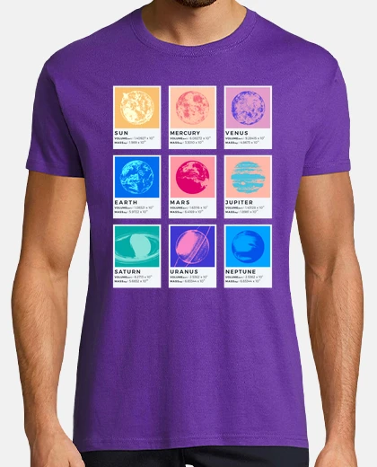 T-shirt solar system - vintage colors v01