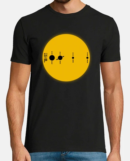 T-shirt solar system dimensioni reali
