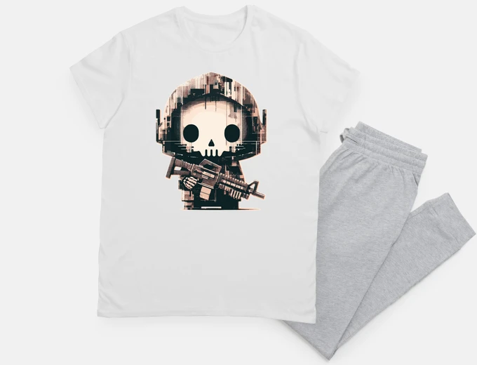 Pigiama Soldato con teschio pixel retrò kawaii