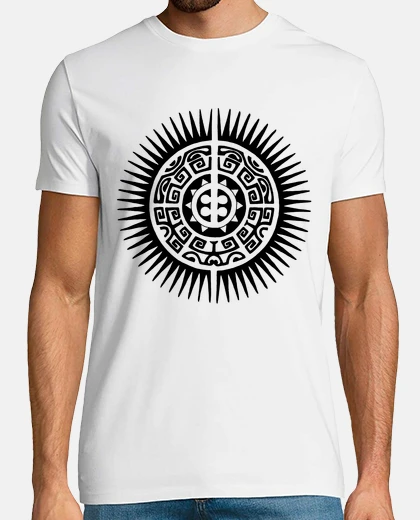 T-shirt sole nero polinesiano