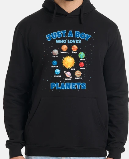 Sudadera solo un chico que ama los planetas sola