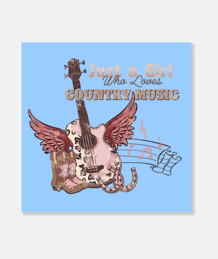 Stampa solo una ragazza che ama la musica country, banjo mandolino
