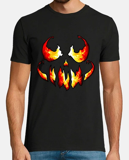 Camiseta Sonrisa Calabaza Fuego Jack O Lantern Halloween