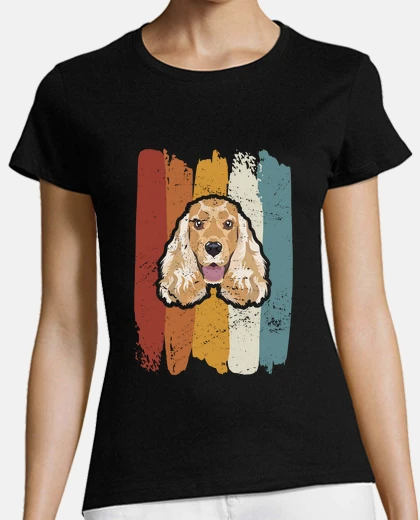 T-shirt sorridente cocker spaniel inglese retrò