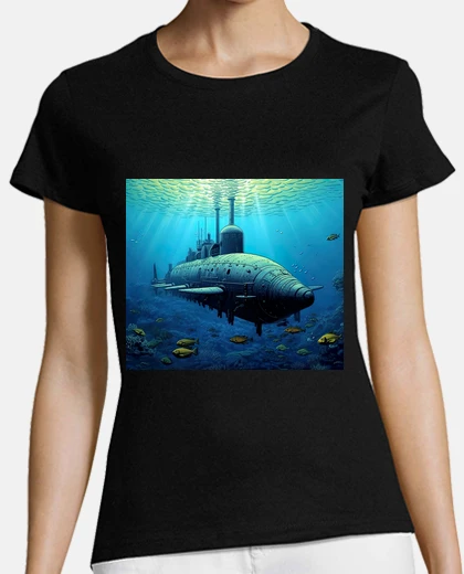 T-shirt sottomarino fantasy universo futuro scollo a v