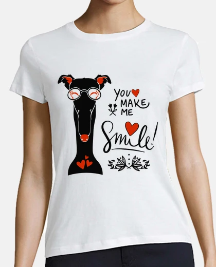 Tee-shirt sourire de lévrier noir