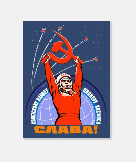 Lienzo Soviet propaganda. Yuri Gagarin