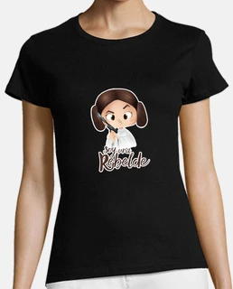 Soy una rebelde con filo blanco - Mujer, manga corta, negra, calidad premium