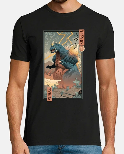 Tee-shirt space kaiju ukiyo-e shirt mens