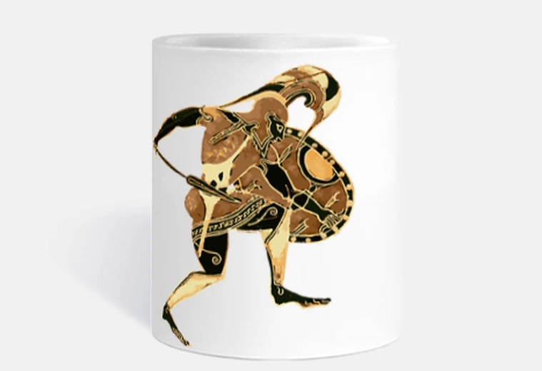Cup spartan hoplite warrior from greek vase