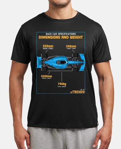 T-shirt specifiche dell&#39;auto formula 1 ingegnere di auto da corsa