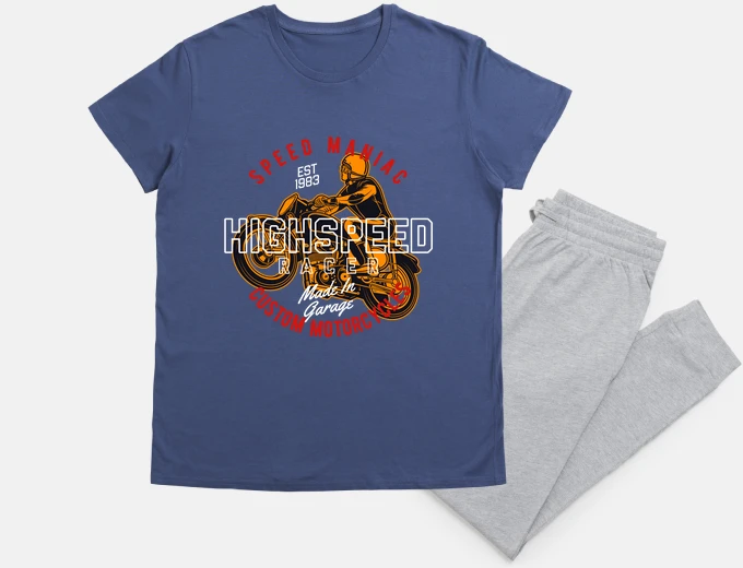 Pajama speed maniac - vintage motorcycle drawi