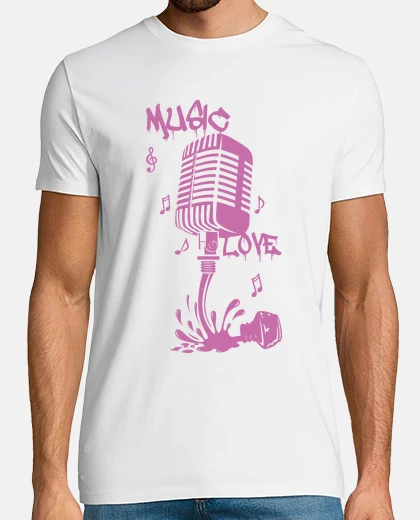 T-shirt spilled ink forms microphone in pink