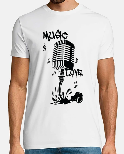 T-shirt spilled ink forms microphone on black