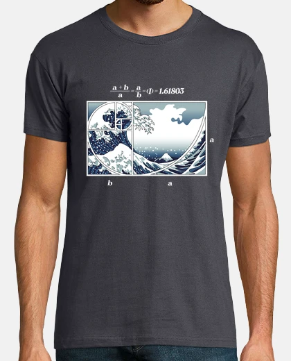 Tee-shirt spirale de fibonacci grand vague kanagawa anime manga mathématiques