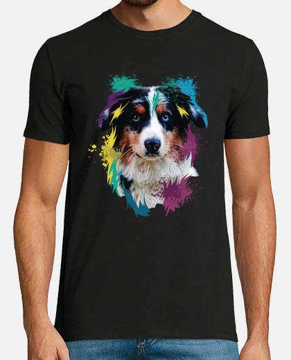 Tee-shirt splash art chien de berger australien l