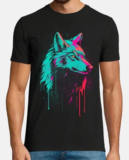 Playera Splatter retro wolf