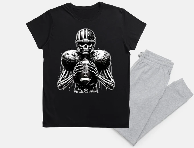 Pyjama Spooky Halloween Skeleton Football