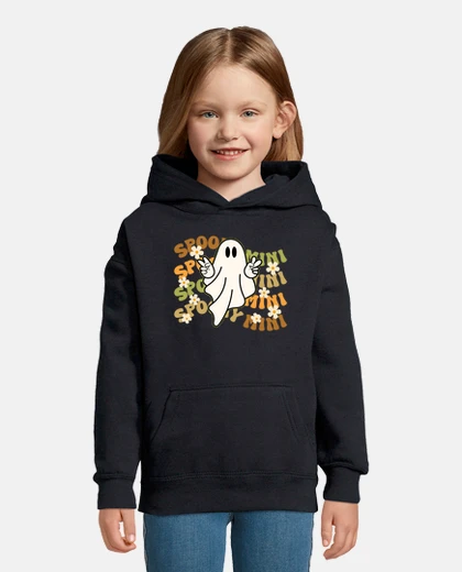 Kids Spooky Mini Ghost Doing Peace Sign Matching Halloween hoodie